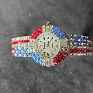 Red, Blue, and Silver Crystal Xanadu Watch